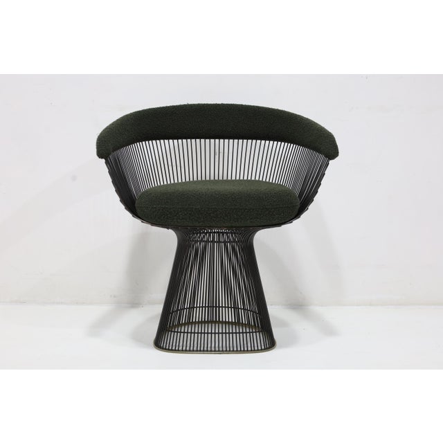 Warren Platner for Knoll Bronze Frame Dining Chairs in Deep Green Boucle' For Sale - Image 11 of 12