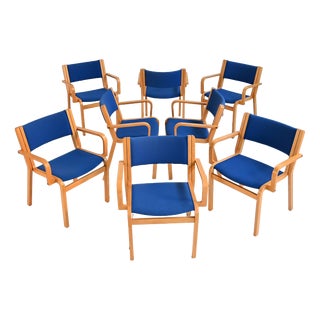 Chairs with Armrests by Magnus Olesen, Late 20th Century, Set of 8 For Sale