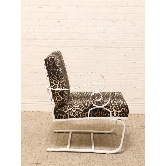 Mid-Century Modern Vintage Leopard Print Lounge Chairs With White Scroll Arms For Sale - Image 3 of 8
