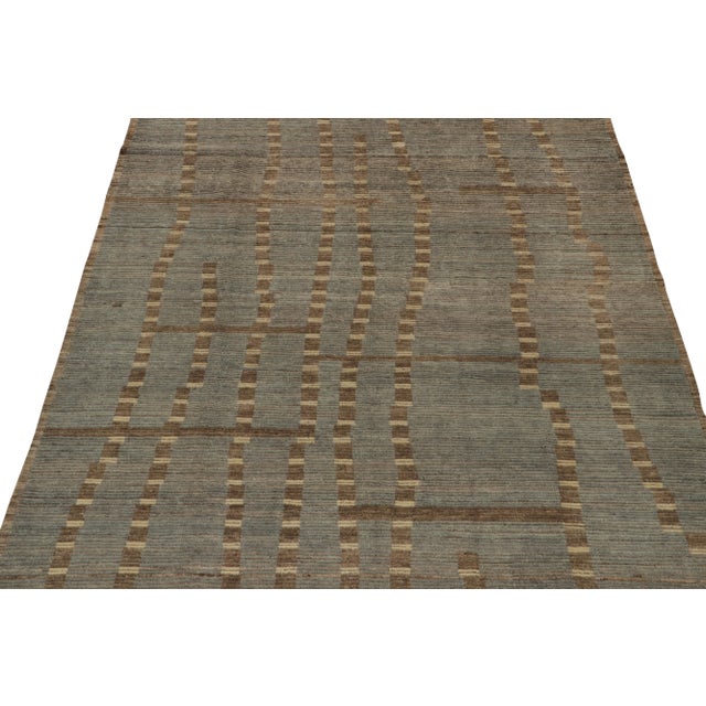 Moroccan Rug & Kilim’s Modern Rug with Beige-brown Geometric Patterns - 13x19 For Sale - Image 3 of 7