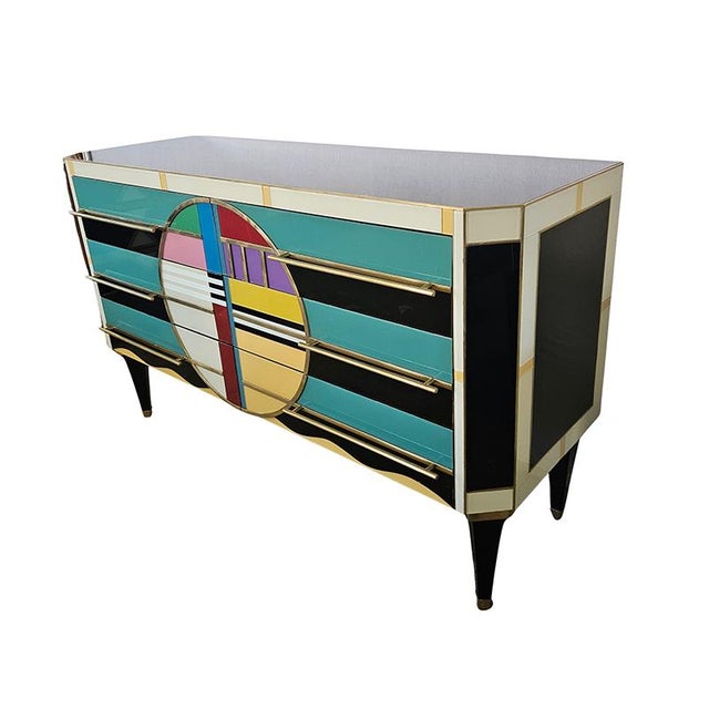 Chest of 4 Drawers in Colored Glass, 1980s For Sale - Image 4 of 6