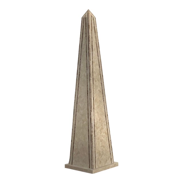 Vintage Boho Monumental Tessellated Stone Obelisk For Sale
