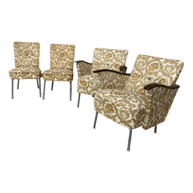 Bauhaus Style Steel and Wood Club Chairs, 1940s, Set of 4 For Sale