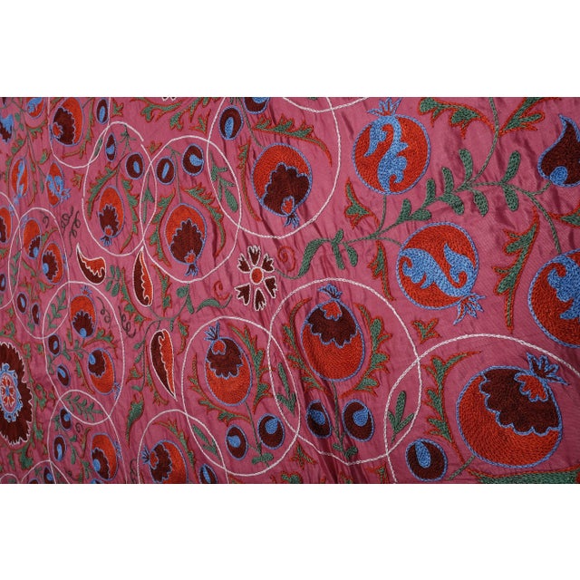 Silk Suzani Wall Decor - Uzbek Textile Art 8' X 9'9'' For Sale - Image 6 of 11