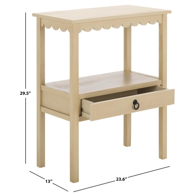Contemporary Heaven Scalloped Low Drawer Accent Table in Natural For Sale - Image 3 of 10