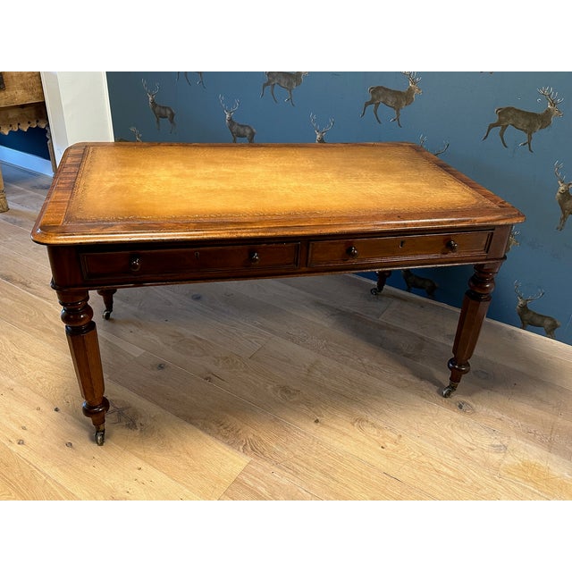 Wood Antique Writing Table in Mahogany, 1850 For Sale - Image 7 of 12