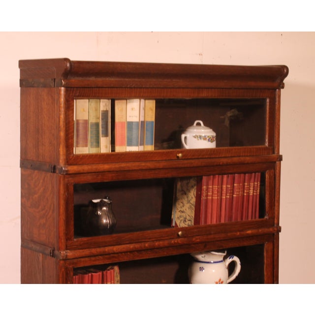 Modular Bookcase in Oak from Globe Wernicke, 1890s, Set of 4 For Sale - Image 4 of 11