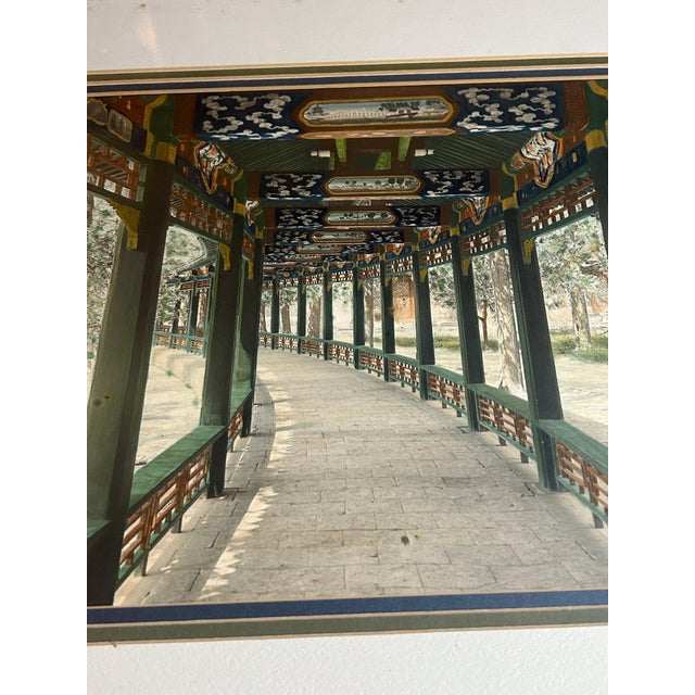 Late 19th Century Antique 1899 Kang-Sing Chiao Hand-Colored Photograph - The Long Corridor, Summer Palace Beijing - Rare Chinese Imperial Antiquity For Sale - Image 5 of 17
