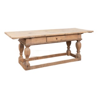 Late 18th Century Danish Baroque Oak Refectory Library Table Console For Sale