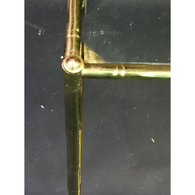 Baques Brass Bamboo Nesting Tables on Wheels - a Pair For Sale - Image 9 of 11