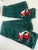Pair of Christmas Holidays bottle green terry towels with Santa’s Appliqués.