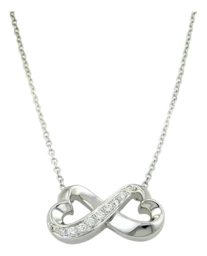 Tiffany & Co. Picasso Diamond Double Loving Heart 18k White Gold Pendant
