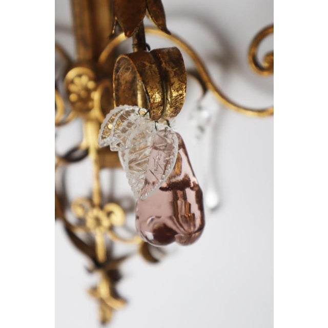 Golden Wall Lights with Pink Glass Fruit from Palwa, 1960s For Sale - Image 16 of 18