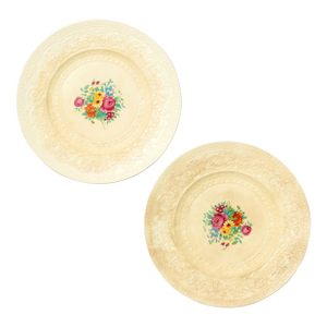 Royal Cauldon England Est. 1774 Cream Embossed Floral Dinner Plates — Set of 2