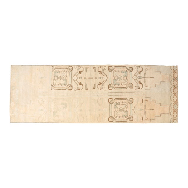 1960s Ivory & Pale Sand Oushak Rug For Sale