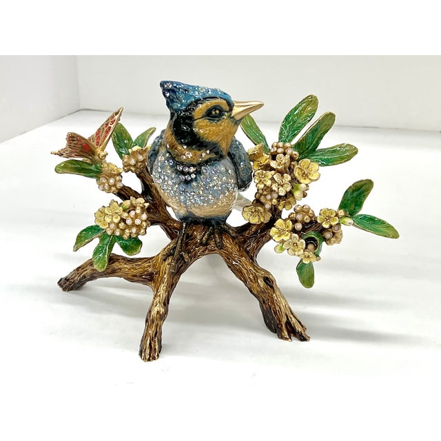Jay Strongwater Swarovski Encrusted Anderson Courbett Blue Jay and Butterfly - Flora and Fauna Collection For Sale - Image 15 of 18