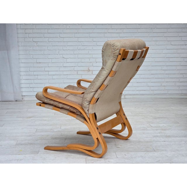 Beige Norwegian Model Kengu Armchair in Beige Furniture Leather from Rybo Rykken & Co, 1970s For Sale - Image 8 of 16