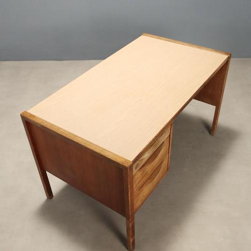 Brown Wooden Desk with Drawers, 1960s For Sale - Image 8 of 10