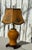 1940s Eggyolk Chinese &Terracotta Color Lamp With Custom Floral With Hand Painted Parchment Shade For Sale - Image 9 of 18