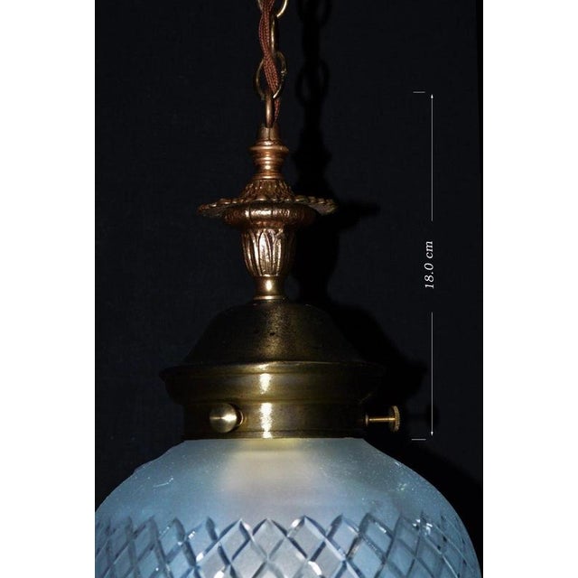 1950s Mid-Century British Cut Glass Acorn Pendant Light with Brass, 1950s For Sale - Image 5 of 17