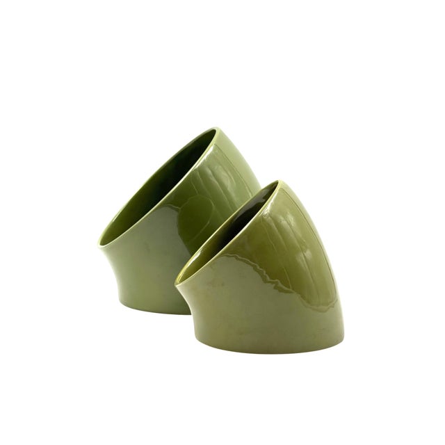 1970s Circa 1970 Space Age Green Ceramic Vide Poche, Sicart Italy- Set of 2 For Sale - Image 5 of 11