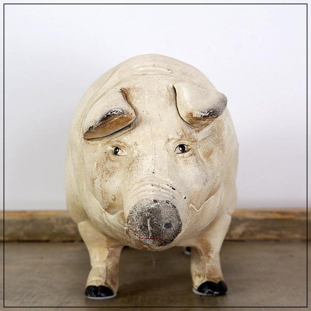 Mid-Century Iron Piggy Bank Sculpture For Sale - Image 12 of 12
