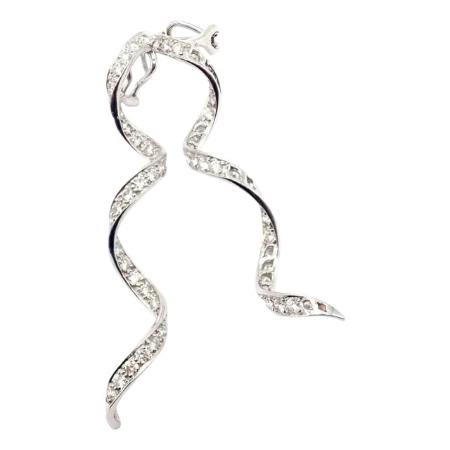 Mid 20th Century Harry Winston Diamond Twisted Long Hanging Drop Platinum Earrings, A Pair For Sale