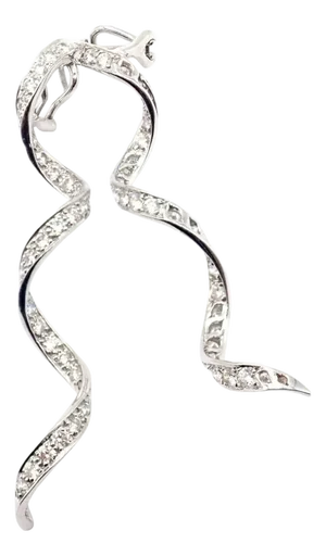 Mid 20th Century Harry Winston Diamond Twisted Long Hanging Drop Platinum Earrings, A Pair