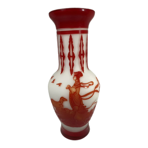 Vintage Emile Galle Reproduction Glass Cameo Cabinet Vase
