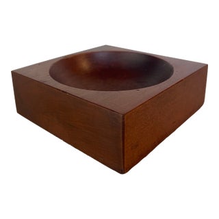 Vintage Studio Craft Modern Teak Cube Catchall / Vide-Poch For Sale