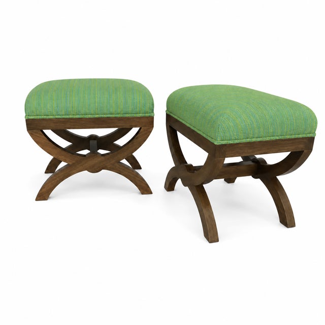 Mid-Century Modern Modern Mid-Century Style" Ottomans Seafoam Green For Sale - Image 3 of 4