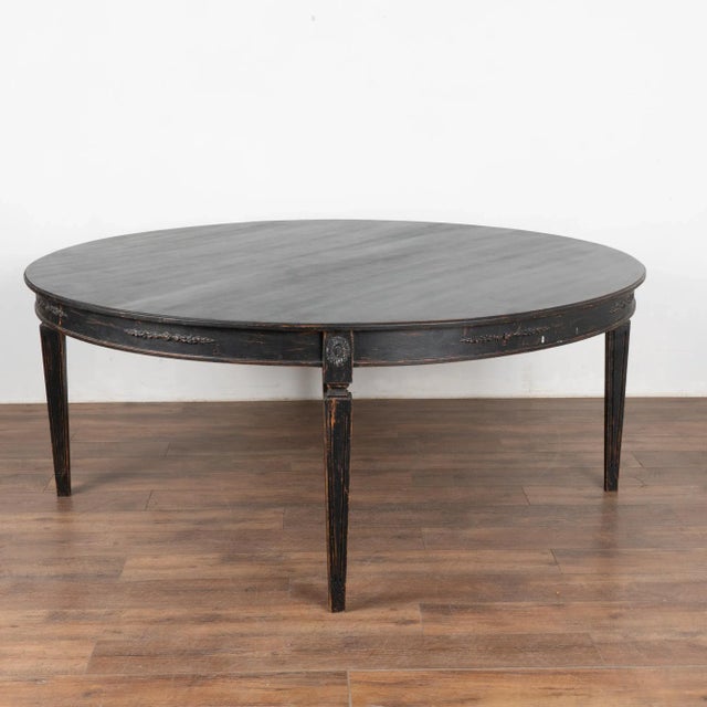 Large Round Swedish Black Dining Table, Reproduction For Sale - Image 12 of 12