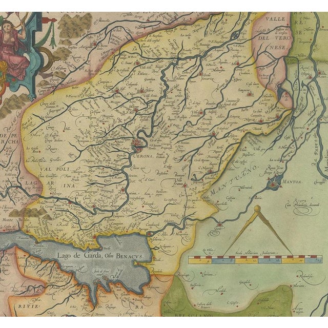Antique Map of the Region of Verona Italy by Ortelius, 1584 For Sale - Image 4 of 5