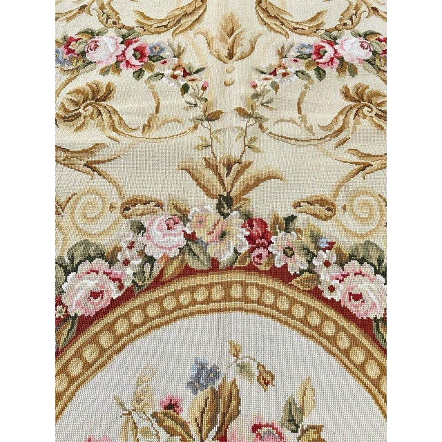 Textile French Style Ivory & Red Needlepoint Area Rug 8' X 10' For Sale - Image 7 of 9