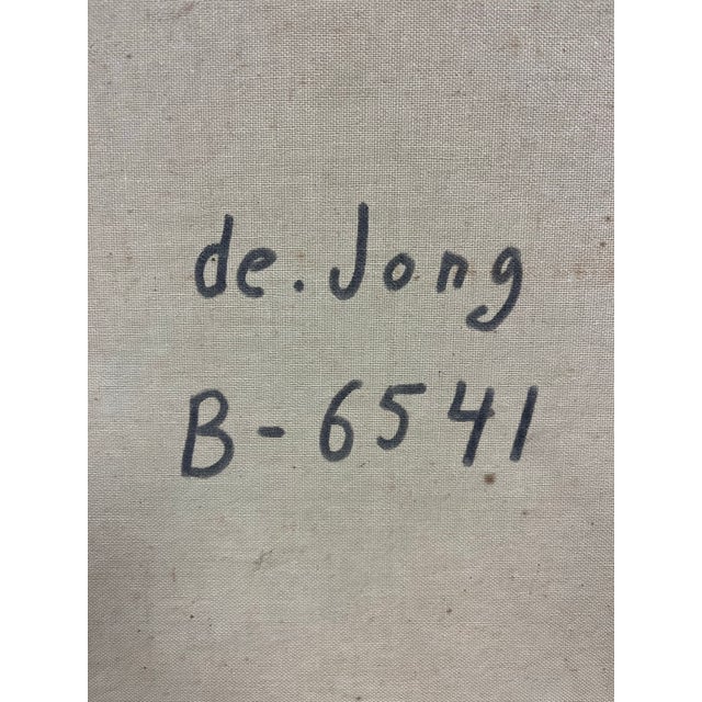 Blue Mid Century Landscape Painting De Jong For Sale - Image 8 of 8