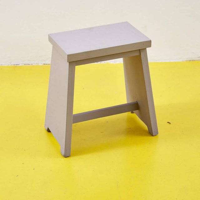 Vintage Minimalist Wooden Stool For Sale - Image 4 of 4