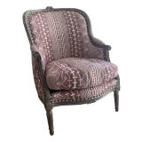 Antique 18th Century French Louis XV Carved Bergere Chair With New Fermoie Upholstery For Sale