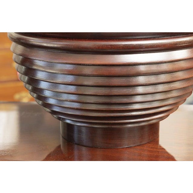 Mid 20th Century Pair of Ribbed Mahogany Table Lamps For Sale - Image 5 of 8