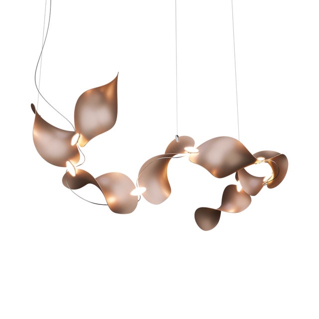 Dune 8 Curve Chandelier with Shades in Copper Metallic Tone by Daniel Becker for Moss Objects For Sale - Image 9 of 9
