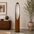 1970s Vintage Bohemian Coastal Veneer Rattan Lipstick Floor Mirror For Sale - Image 9 of 9
