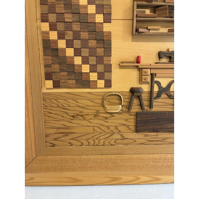 Signed Wood Marquetry Diorama"Grandma's Passion" by Cleve Lewis, 1994 For Sale - Image 16 of 18