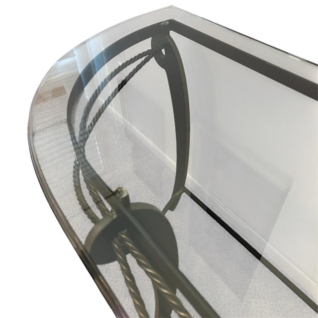 Vintage Rope Twist Glass & Metal Console Table For Sale - Image 6 of 10