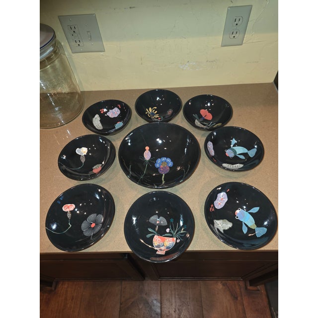 Brown Austin Texas Art Pottery Serving Set by Sunyong Chang of Ginko Studios - Set of 9 For Sale - Image 8 of 11