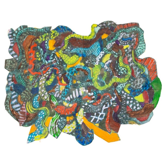 Green Domenick Capobianco Mixed Media Collages, 3 For Sale - Image 8 of 10