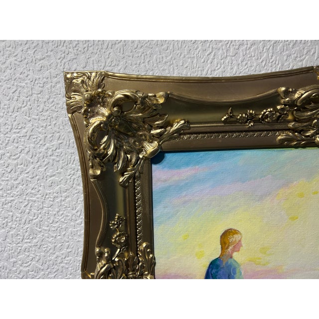 A romantic original oil painting on canvas by Russian artist N.I. Dobritsin, titled “At Dawn” (“На рассвете”) and dated...