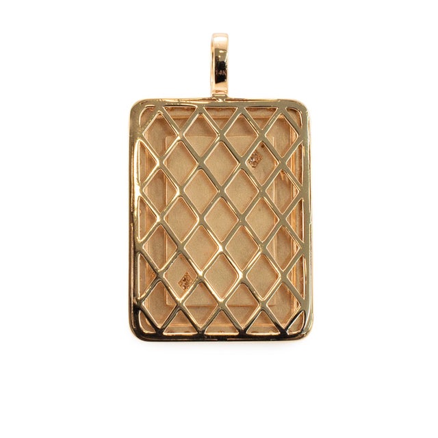 Men’s 14k Yellow Gold 2.34ct Halo Diamond King of Diamonds Card Drop Pendant For Sale In Houston - Image 6 of 8