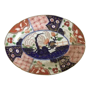1810 Coalport Porcelain Rock & Tree Imari Oval Platter