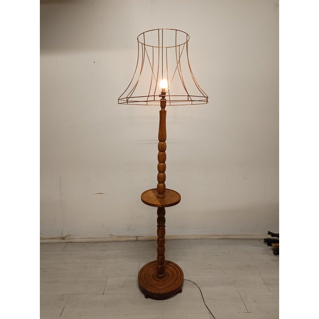 1940s Brutalist Oak Floor Lamp by Dudouyt, 1940s For Sale - Image 5 of 15
