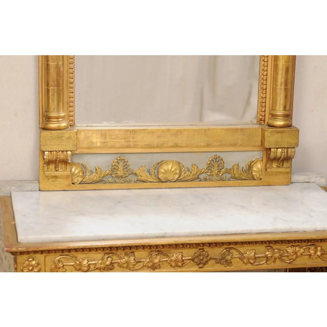 Johan Martin Berg Swedish Neoclassical Carved and Giltwood Console With Mirror - 2 Pieces For Sale - Image 9 of 13