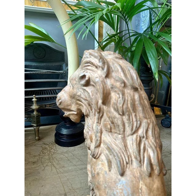 Antique Terracotta Lion Sculptures, 1880s, Set of 2 For Sale - Image 4 of 18